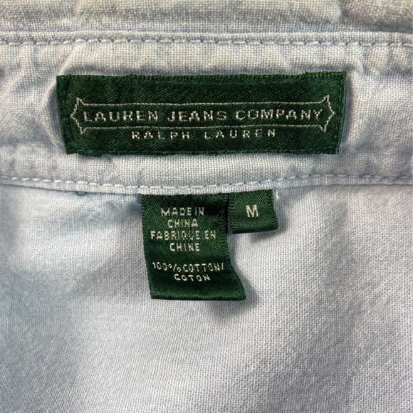 Ralph Lauren Womens Button Front Shirt Blue Long Sleeve Collar Pockets Cotton M - Picture 3 of 4